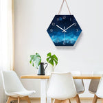 Horloge Moderne Hexagonal Bleu