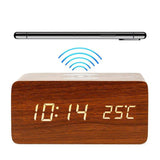 Radio Réveil Chargeur QI Sans Fil HP Bluetooth (Marron) Chargeur