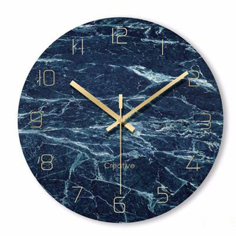 Horloge Moderne Classique Bleu Marbré | Réveil Idéal