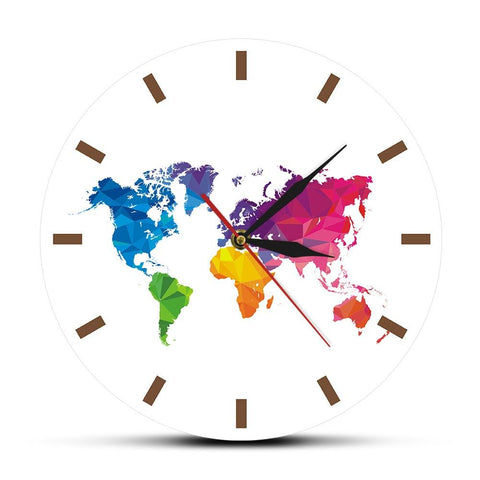 Horloge Murale Moderne Monde Multi Couleur | Réveil Idéal