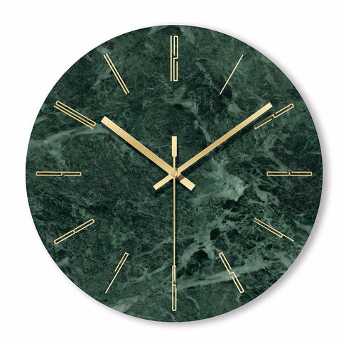 Horloge Murale Moderne Vert Marbré | Réveil Idéal